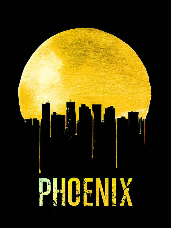 Phoenix Poster featuring the digital art Phoenix Skyline Yellow by Naxart Studio
