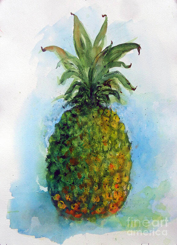 Pineapple Poster featuring the painting Pineapple In Watercolor by Doris Blessington