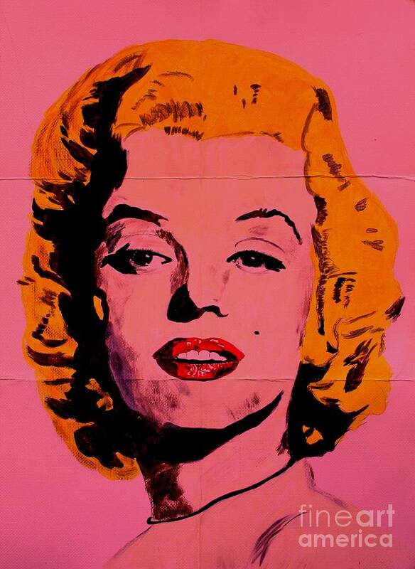 Marilyn Monroe Poster featuring the painting Pink Folded Marilyn by Ralph LeCompte