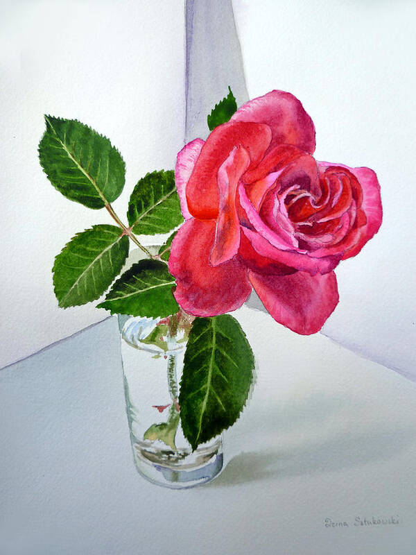 Rose Poster featuring the painting Pink Rose by Irina Sztukowski