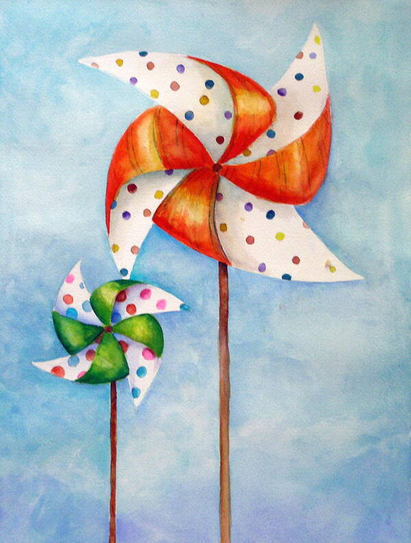 Wind Poster featuring the painting Pinwheels by Dorothy Nalls