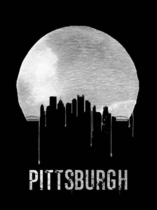 Pittsburgh Poster featuring the digital art Pittsburgh Skyline Black by Naxart Studio