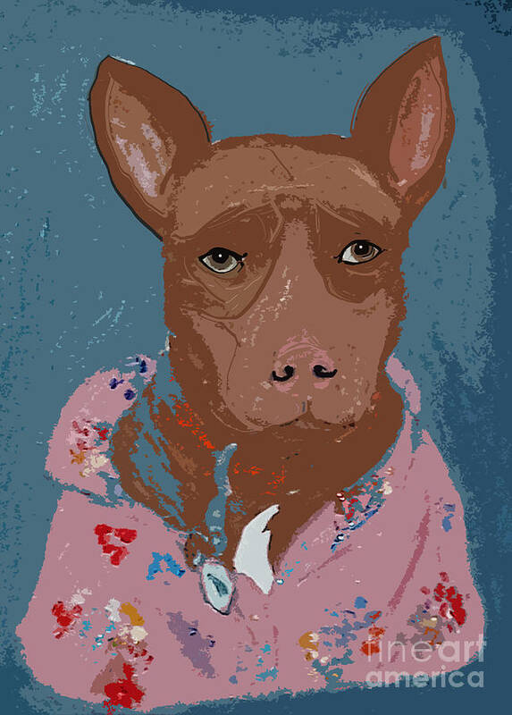 Pitt Bull Poster featuring the digital art Pitty in Pajamas by Ania M Milo