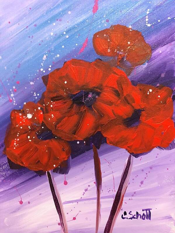 Poppies Poster featuring the painting Poppies by Christina Schott