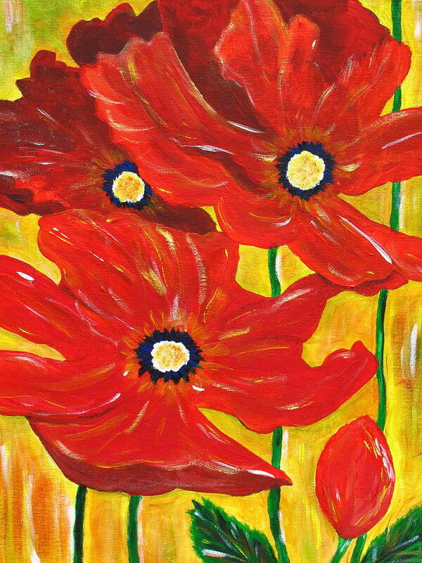 Poppies Poster featuring the photograph Poppies Painting by Linda Larson