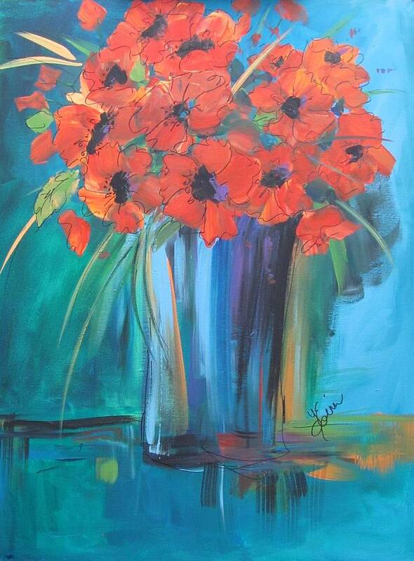 Poppy Poster featuring the painting Poppy Pot by Terri Einer