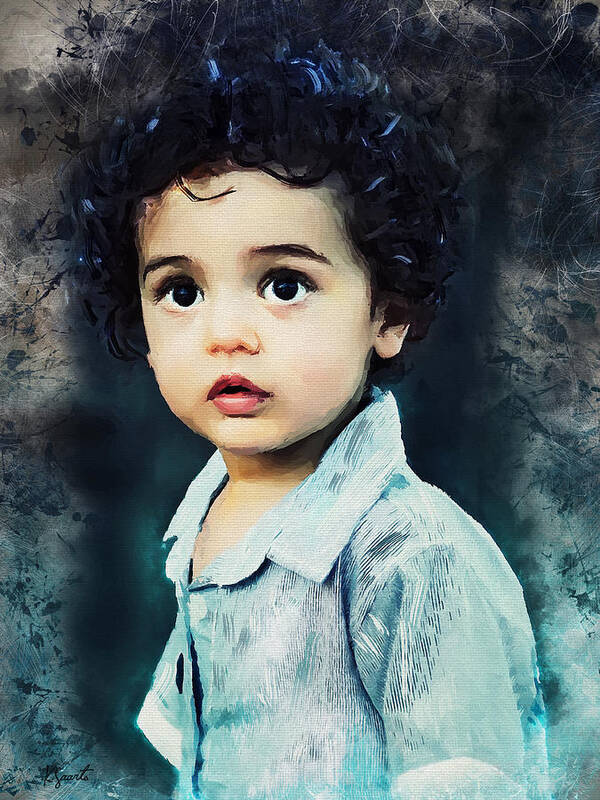 Child Poster featuring the digital art Portrait of a Child by Kai Saarto