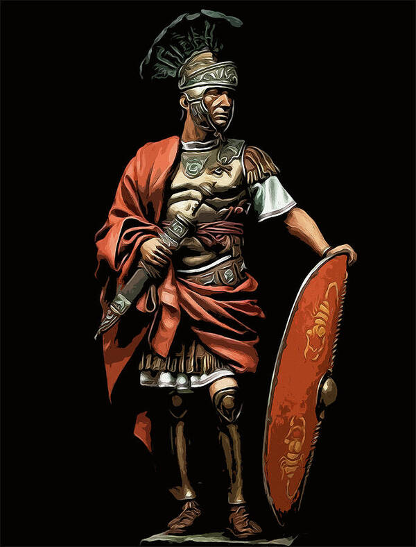 Centurion Poster featuring the painting Portrait of a Roman Legionary - 02 by AM FineArtPrints