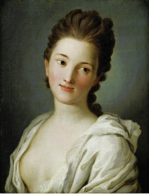 Pietro Rotari Poster featuring the painting Portrait of a Woman in white Clothing by Pietro Rotari