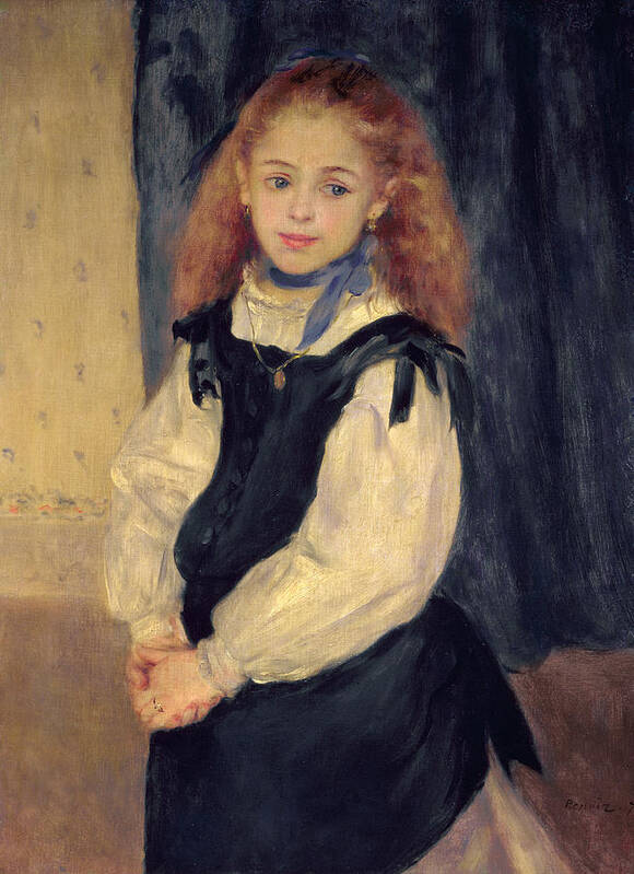 Impressionist; Female; Girl; Blue Choker; Pinafore Dress; Mcchanny Collection; Portrait Of Mademoiselle Legrand Poster featuring the painting Portrait of Mademoiselle Legrand by Pierre Auguste Renoir