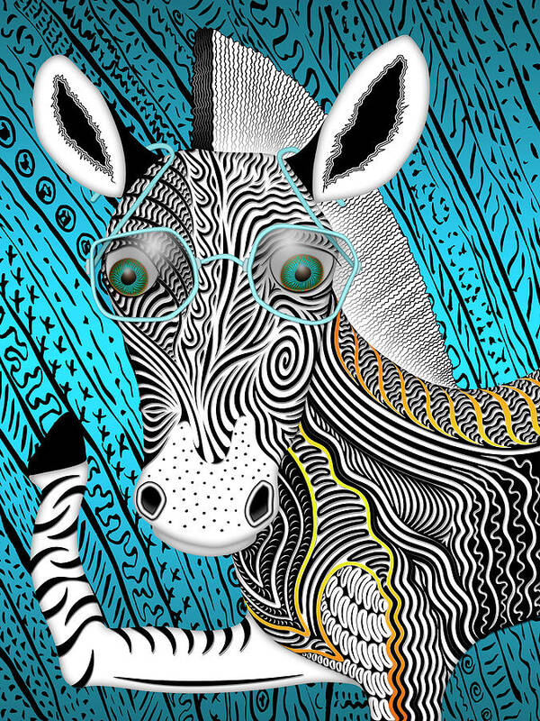 Self Portraits Poster featuring the digital art Portrait Of The Artist As A Young Zebra by Becky Titus