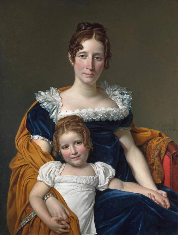 Jacques-louis David Poster featuring the painting Portrait of the Comtesse Vilain XIIII and her Daughter by Jacques-Louis David