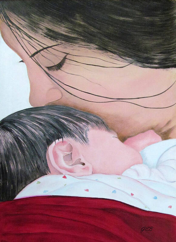 Mother Poster featuring the painting Precious Gift by Gloria E Barreto-Rodriguez