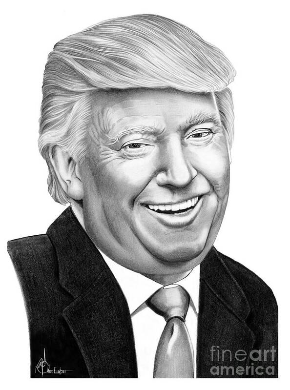 Pencil Poster featuring the drawing President Donald Trump by Murphy Elliott