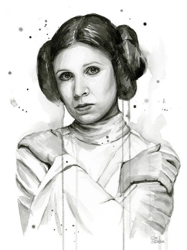 Leia Poster featuring the painting Princess Leia Portrait Carrie Fisher Art by Olga Shvartsur