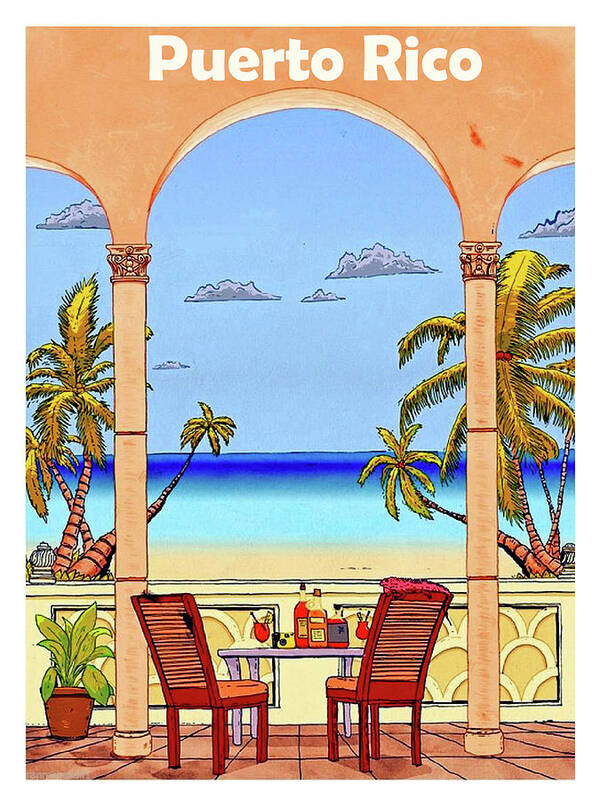 Puerto Rico Poster featuring the painting Puerto Rico, view from a hotel by Long Shot