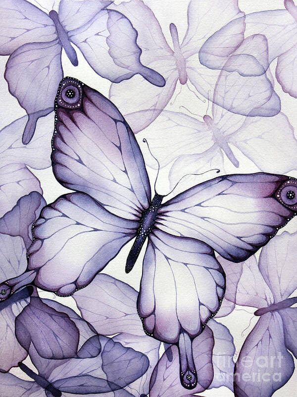 Purple Poster featuring the painting Purple Butterflies by Christina Meeusen
