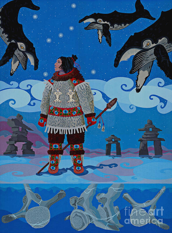 America Poster featuring the painting Qikiqtaaluk Whale Dreamer by Chholing Taha