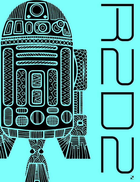 R2d2 Poster featuring the mixed media R2D2 - Star Wars Art - Blue by Studio Grafiikka