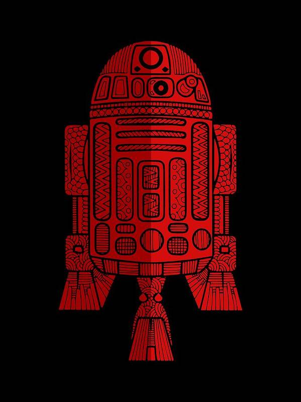 R2d2 Poster featuring the mixed media R2D2 - Star Wars Art - Red 2 by Studio Grafiikka