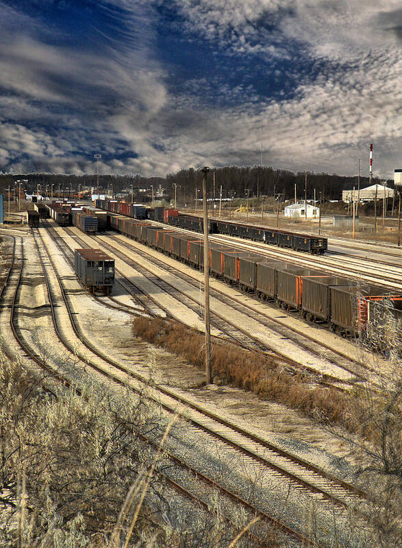 Rail Poster featuring the photograph Rail Yard 1 by Scott Hovind
