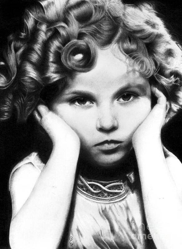  Science Fiction Poster featuring the drawing Realistic pencil drawing of Shirley Temple by DSE Graphics