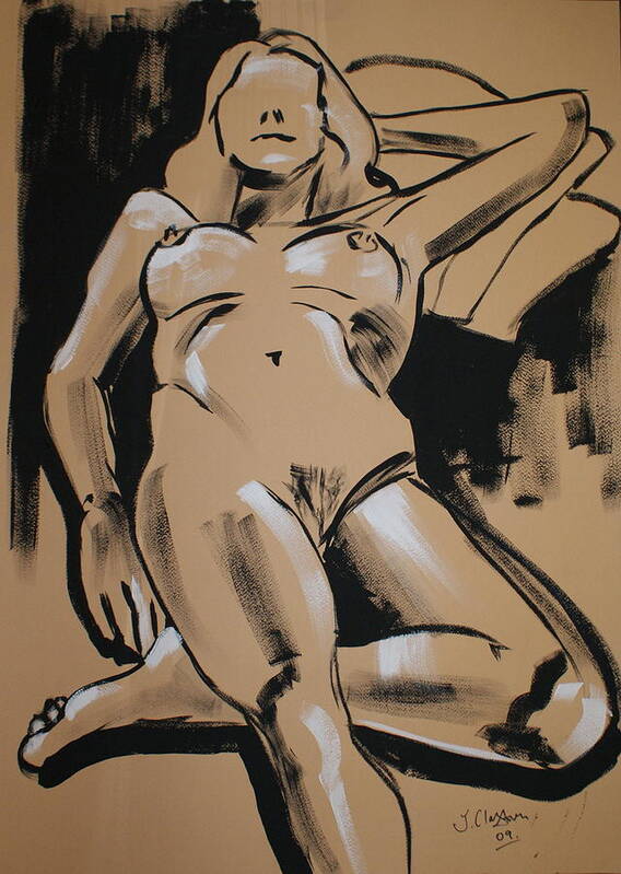 Nudes Poster featuring the painting Reclining female 1 by Joanne Claxton