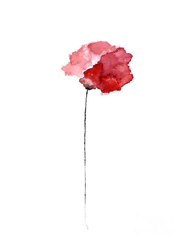  Abstract Poster featuring the painting Red poppy watercolor minimalist painting by Joanna Szmerdt