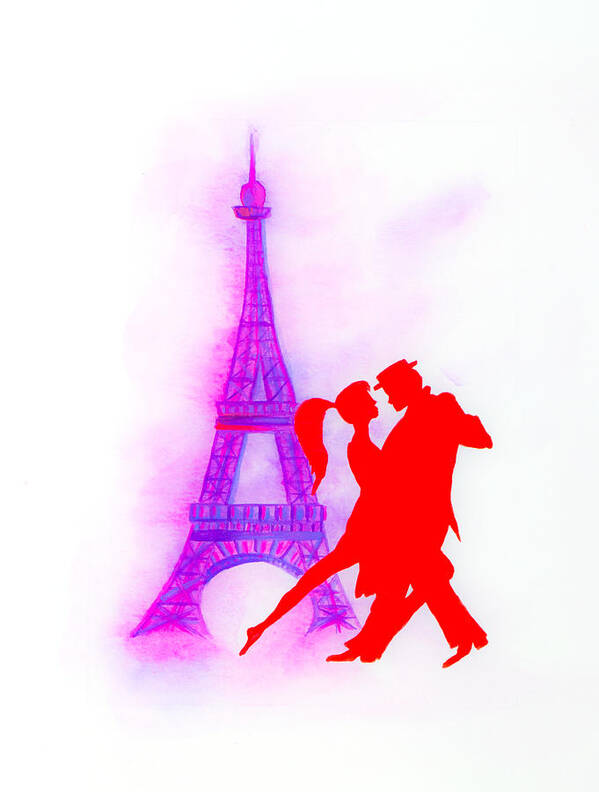 Eiffel Tower Poster featuring the painting Red Tango In Paris by Iryna Goodall
