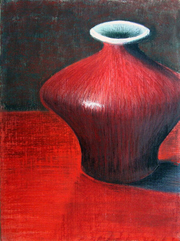 Still Life Poster featuring the pastel Red Vase by Karen Coggeshall