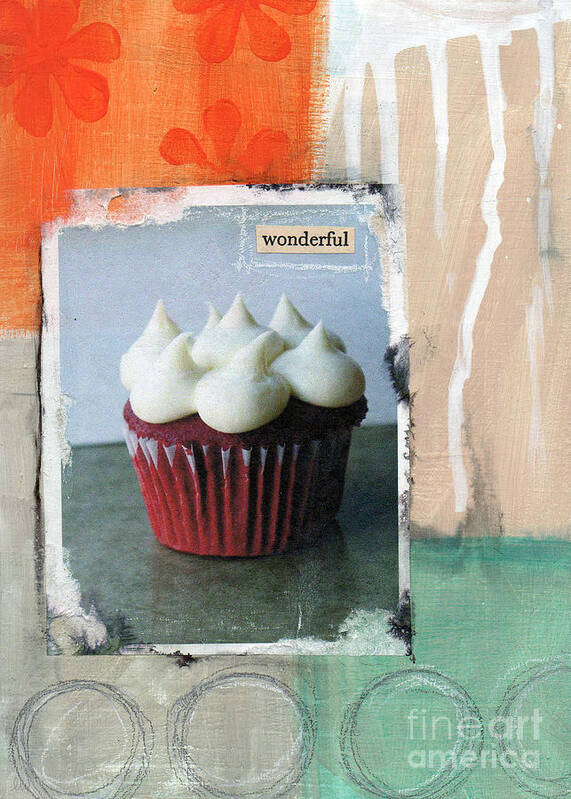 Cupcake Poster featuring the mixed media Red Velvet Cupcake by Linda Woods