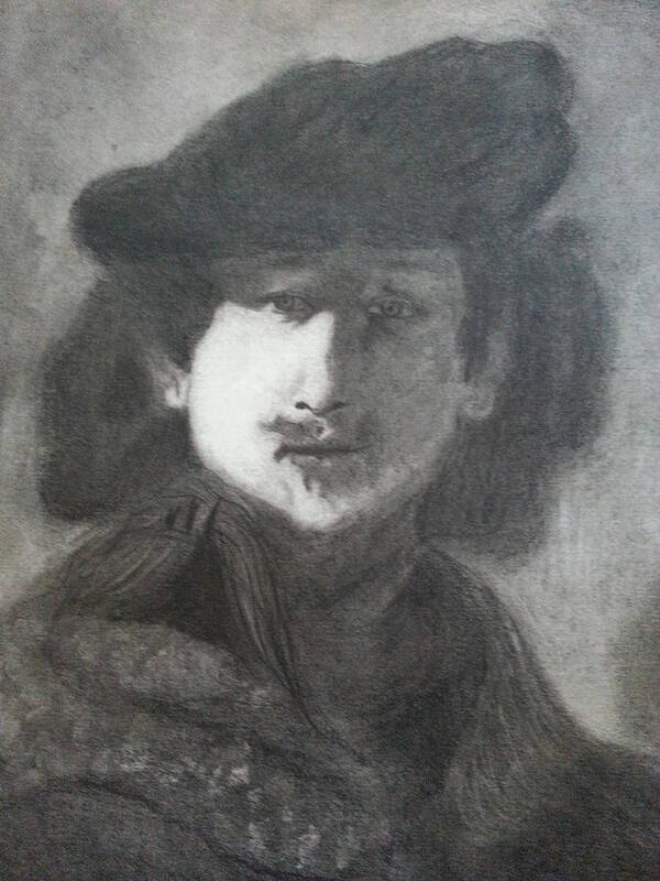 Rembrant Poster featuring the drawing Rembrandt by Amelie Simmons