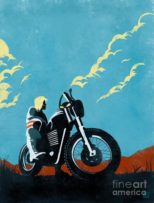 Caferacer Poster featuring the painting Retro scrambler motorbike by Sassan Filsoof