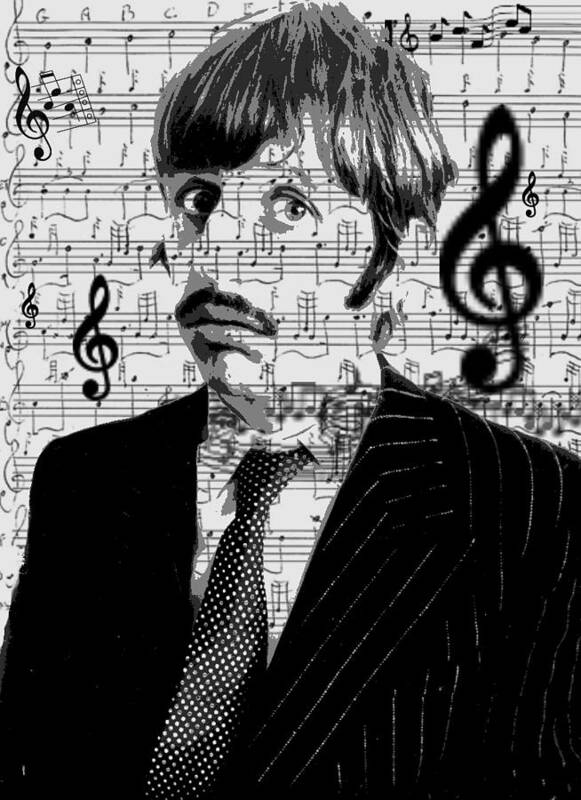 Ringo Star Poster featuring the digital art Ringo Star of the Beatles by Brad Scott