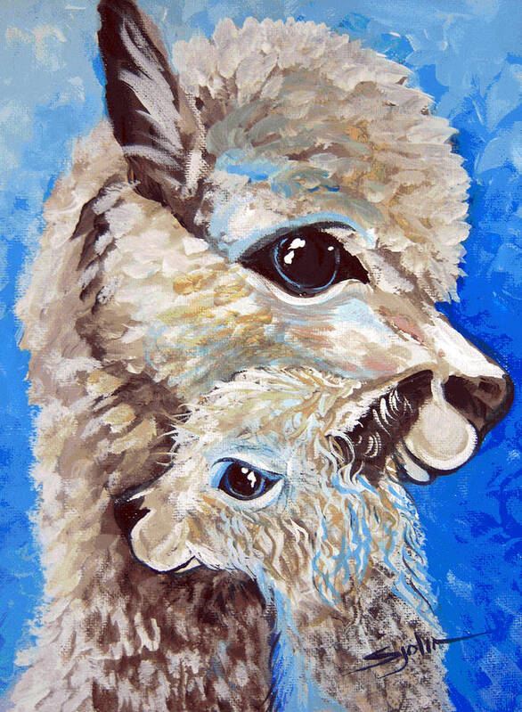 Alpaca Poster featuring the painting River Ridge alpaca by Patty Sjolin