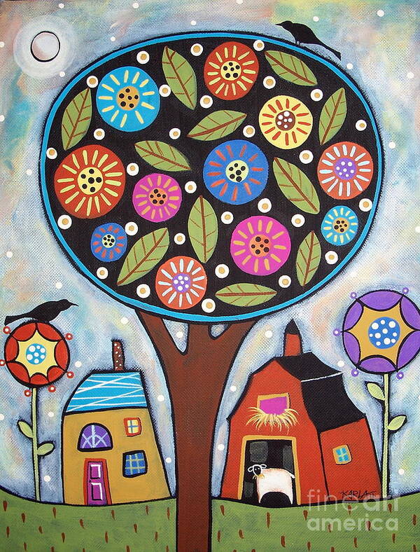 Round Tree Painting Poster featuring the painting Round Tree by Karla Gerard