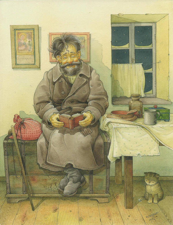 Russian Poster featuring the painting Russian Scene 03 by Kestutis Kasparavicius