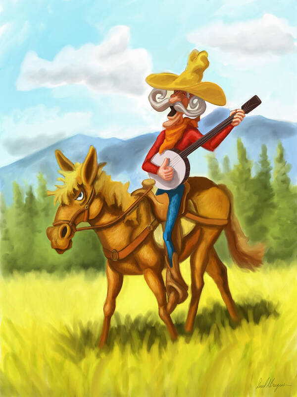 Cowpoke Poster featuring the digital art Saddle Serenade by David Burgess