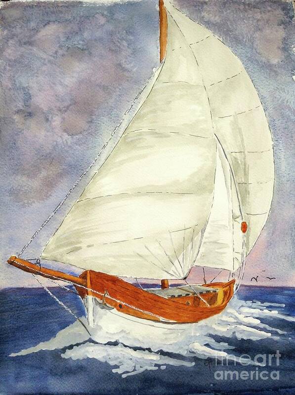 Sailing Poster featuring the painting Sailing away by Eva Ason