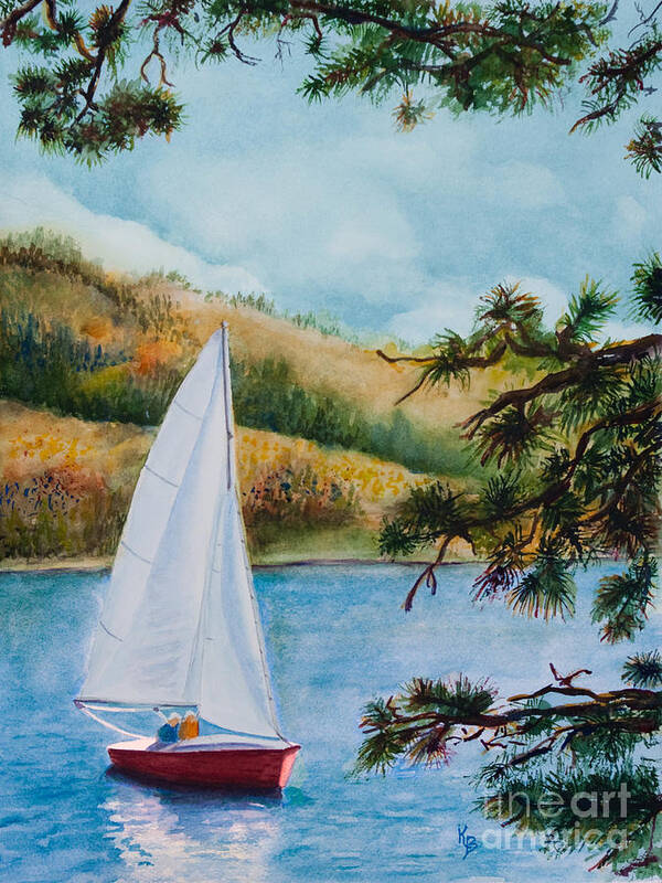 Sailboat Poster featuring the painting Sailing by Karen Fleschler