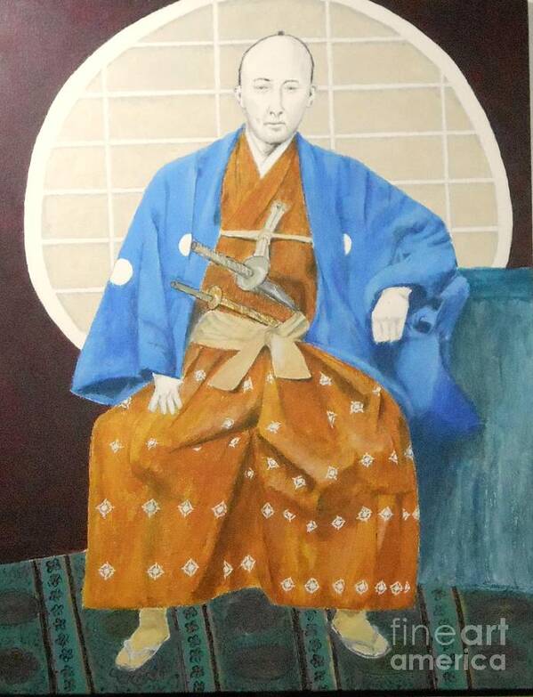 Samurai Poster featuring the painting Samurai-san -- Portrait of Japanese Warrior by Jayne Somogy