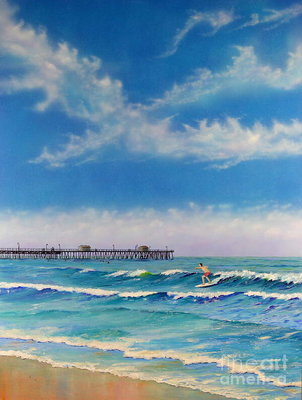 San Clemente Poster featuring the painting San Clemente Surf by Mary Scott