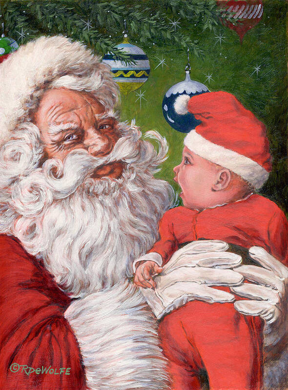 Santa Claus Poster featuring the painting Santas Little Helper by Richard De Wolfe
