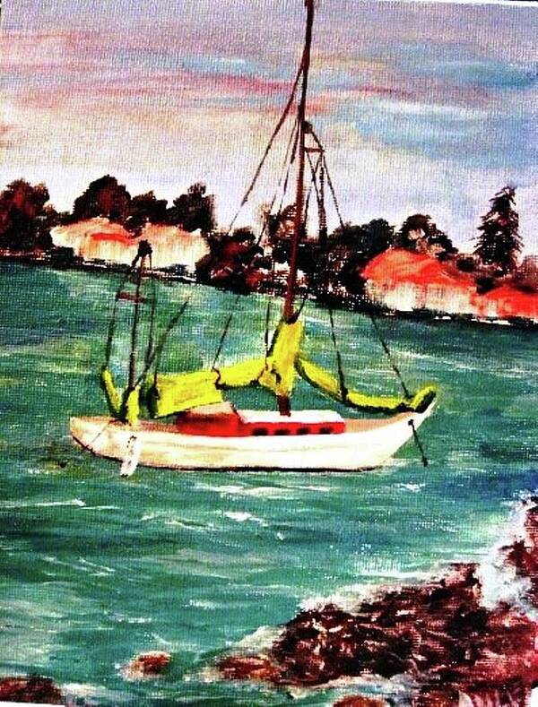 Acrylic Poster featuring the painting Sarasota Bay Sailboat by Angela Murray