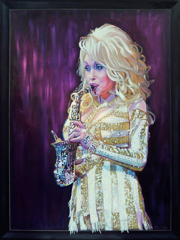 Dolly Parton Painting Poster featuring the painting Saxy Dolly by Maria Modopoulos