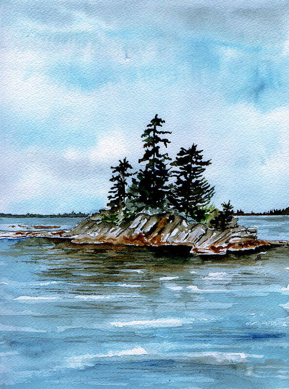 Seascape Poster featuring the painting Seascape Casco Bay Maine by Brenda Owen