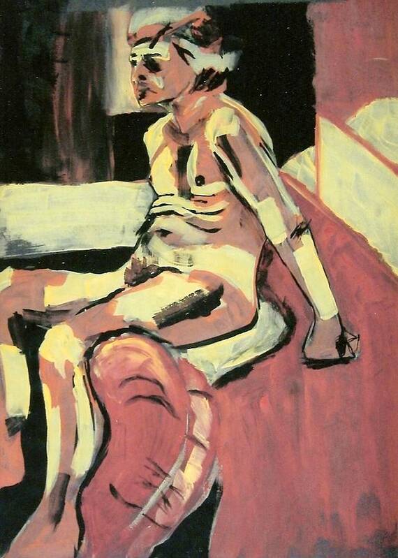 Nudes Poster featuring the painting Seated Male Nude by Joanne Claxton