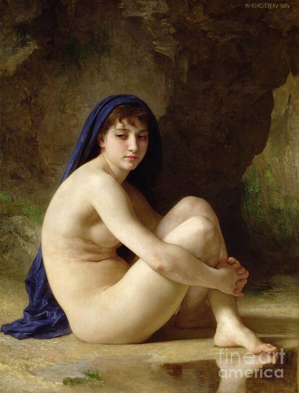 Female Poster featuring the painting Seated Nude by William Adolphe Bouguereau