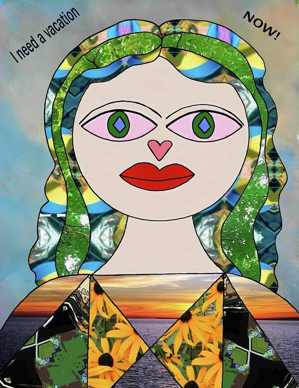 Vacations Poster featuring the digital art Selfie woman by Laura Smith