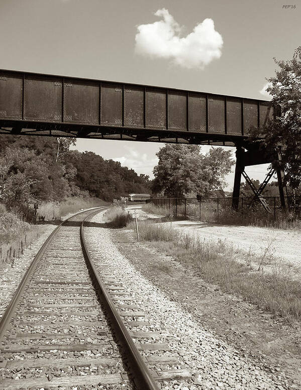 Train Poster featuring the photograph Sepia Tone Train Tracks by Phil Perkins